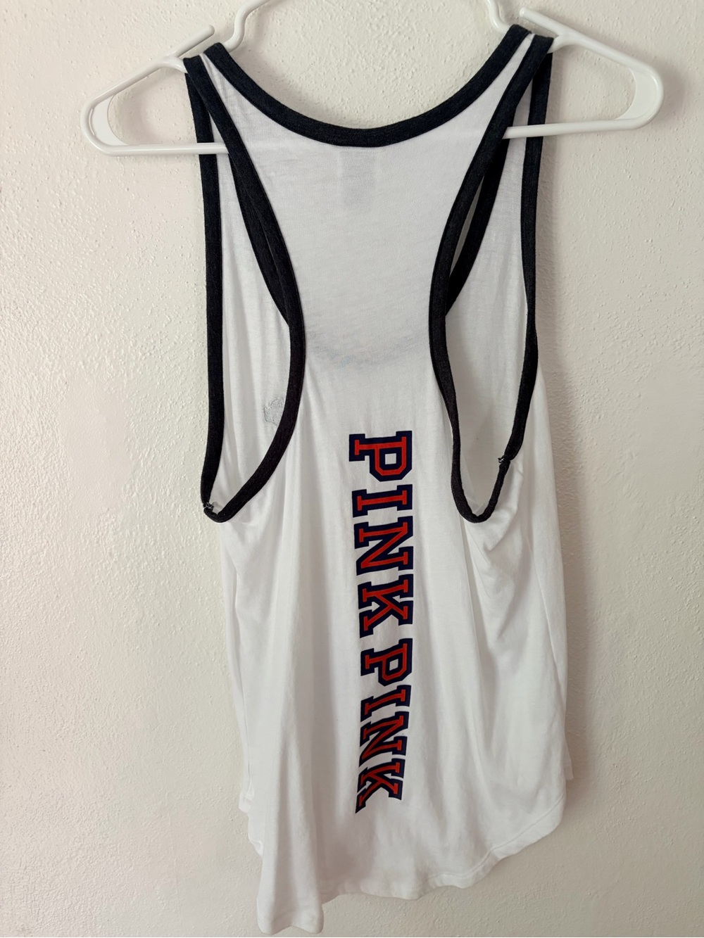PINK Victoria's Secret White Tank with Black Trim and Logo